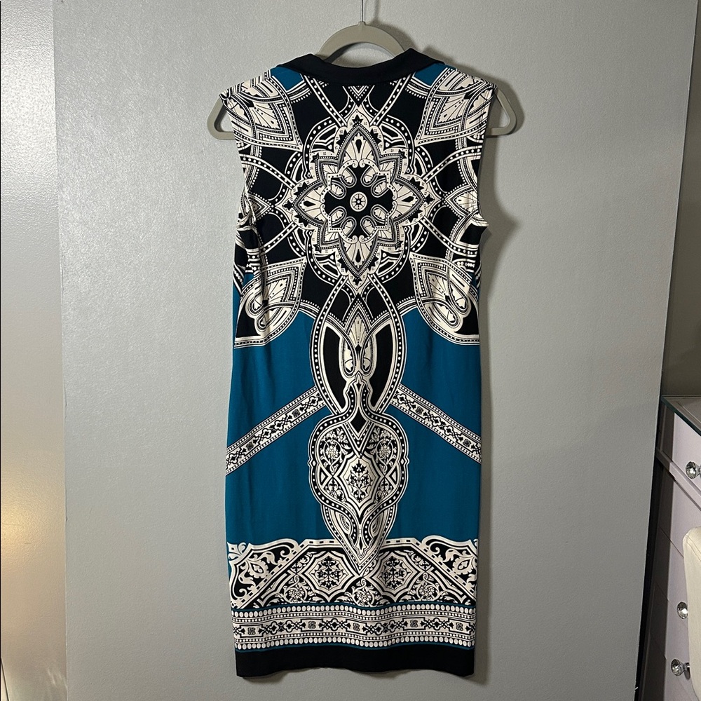 Intermission Blue Black White Sleeveless Geometric‎ Print Sheath Dress - Picture 3 of 4